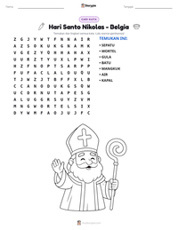 Prabaca lembar kerja cetak Hari Santo Nikolas - Belgia
