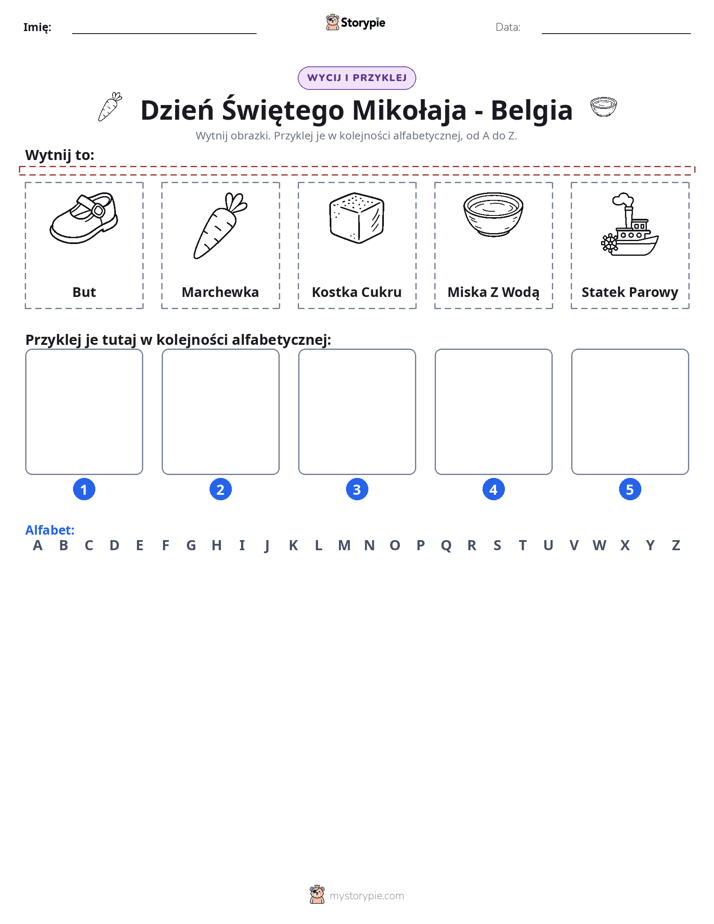 Wytnij i Wklej Alfabet