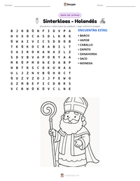 Vista previa de la hoja de trabajo imprimible de Sinterklaas - Holandés