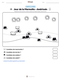 Aperçu de la feuille de travail imprimable Jour de la Marmotte - Américain
