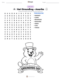 Prabaca lembar kerja cetak Hari Groundhog - Amerika