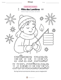Vista previa de la hoja de trabajo imprimible de Fête des Lumières