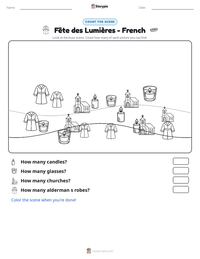 Fête des Lumières - French printable worksheet preview
