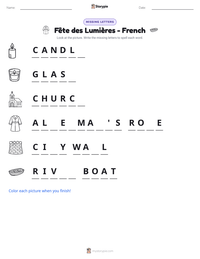 Fête des Lumières - French printable worksheet preview