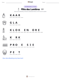 Fête des Lumières afdrukbare werkblad voorbeeld