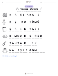 Malanka - Ukrayna yazdırılabilir çalışma sayfası önizlemesi