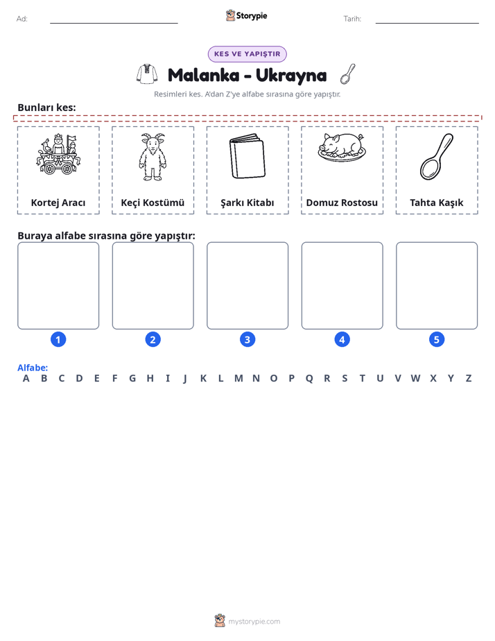 Kes & Yapıştır Alfabe
