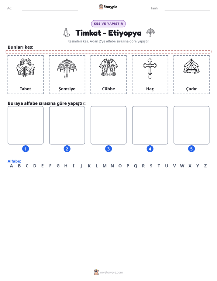Kes & Yapıştır Alfabe