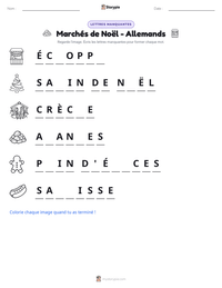 Aperçu de la feuille de travail imprimable Marchés de Noël - Allemands