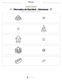 Vista previa de la hoja de trabajo imprimible de Mercados de Navidad - Alemanes