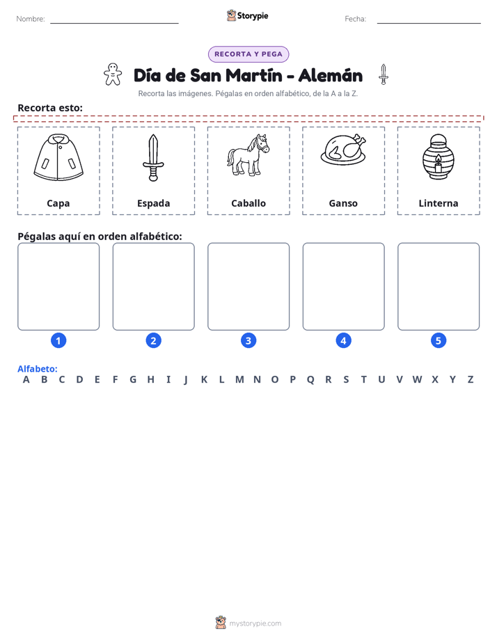 Cortar y Pegar el Alfabeto