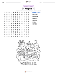 Podgląd drukowalnego arkusza ćwiczeń Wigilia