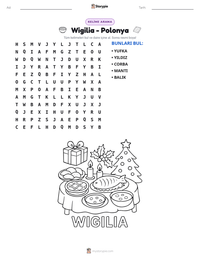 Wigilia - Polonya yazdırılabilir çalışma sayfası önizlemesi