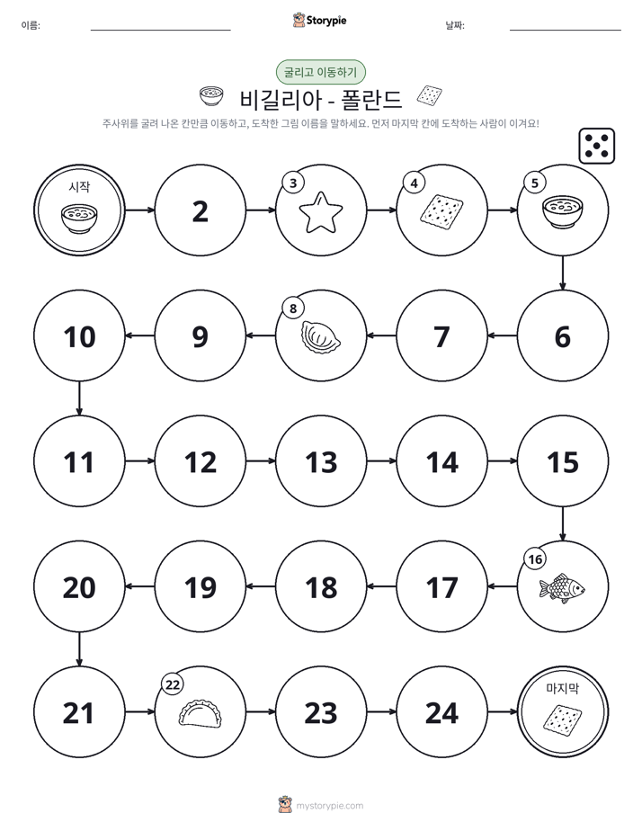 주사위 굴리고 이동하기 게임