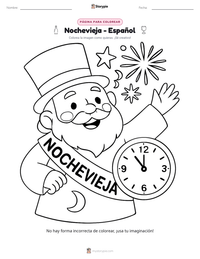 Vista previa de la hoja de trabajo imprimible de Nochevieja - Español