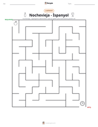 Nochevieja - İspanyol yazdırılabilir çalışma sayfası önizlemesi