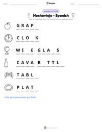 Nochevieja - Spanish printable worksheet preview