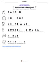 Aperçu de la feuille de travail imprimable Nochevieja - Espagnol