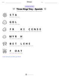 Three Kings' Day - Spanish printable worksheet preview