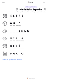 Prévia da folha de atividades imprimível Dia de Reis - Espanhol