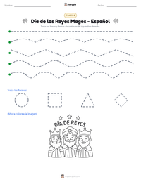 Vista previa de la hoja de trabajo imprimible de Día de los Reyes Magos - Español
