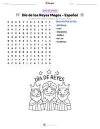 Vista previa de la hoja de trabajo imprimible de Día de los Reyes Magos - Español