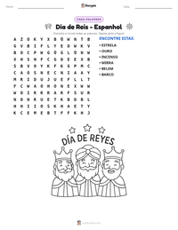 Prévia da folha de atividades imprimível Dia de Reis - Espanhol