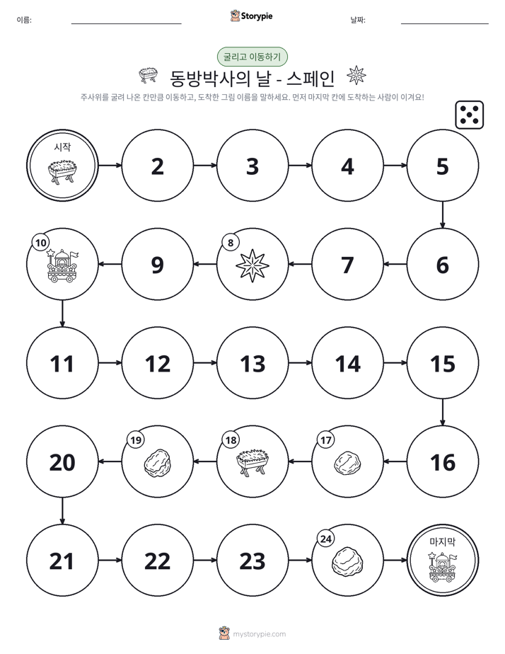 주사위 굴리고 이동하기 게임