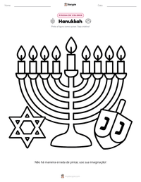 Prévia da folha de atividades imprimível Hanukkah