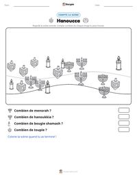 Aperçu de la feuille de travail imprimable Hanoucca