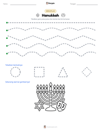 Prabaca lembar kerja cetak Hanukkah