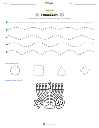 Prévia da folha de atividades imprimível Hanukkah