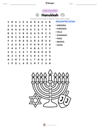 Prévia da folha de atividades imprimível Hanukkah