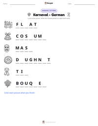 Karneval - German printable worksheet preview