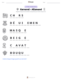Aperçu de la feuille de travail imprimable Karneval - Allemand