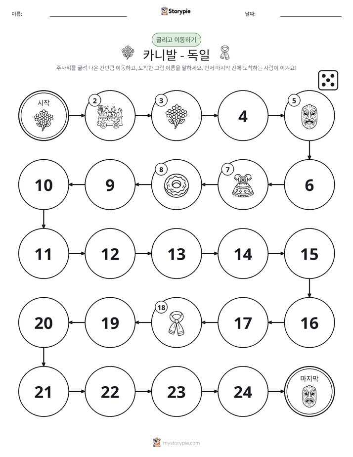 주사위 굴리고 이동하기 게임