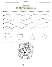 Nieuwjaarsdag afdrukbare werkblad voorbeeld