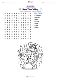 New Year's Day printable worksheet preview