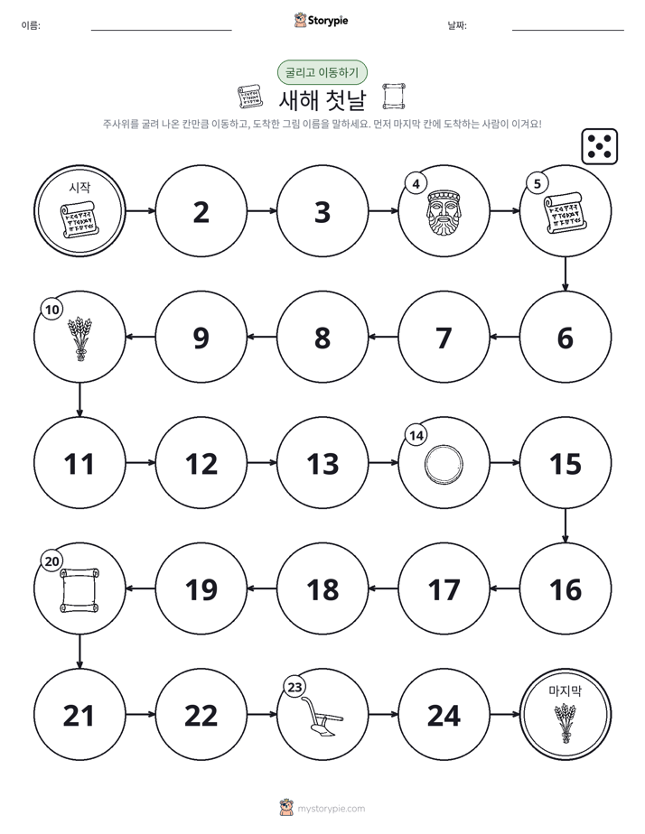 주사위 굴리고 이동하기 게임