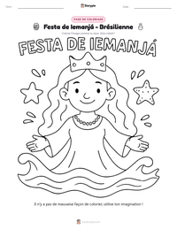 Aperçu de la feuille de travail imprimable Festa de Iemanjá - Brésilienne