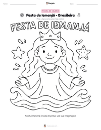 Prévia da folha de atividades imprimível Festa de Iemanjá - Brasileira