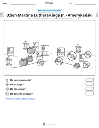 Podgląd drukowalnego arkusza ćwiczeń Dzień Martina Luthera Kinga Jr. - Amerykański
