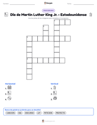 Vista previa de la hoja de trabajo imprimible de Día de Martin Luther King Jr. - Estadounidense