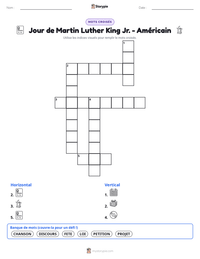 Aperçu de la feuille de travail imprimable Jour de Martin Luther King Jr. - Américain
