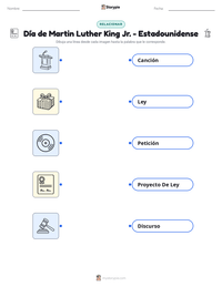 Vista previa de la hoja de trabajo imprimible de Día de Martin Luther King Jr. - Estadounidense
