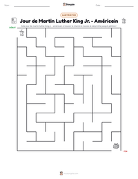 Aperçu de la feuille de travail imprimable Jour de Martin Luther King Jr. - Américain