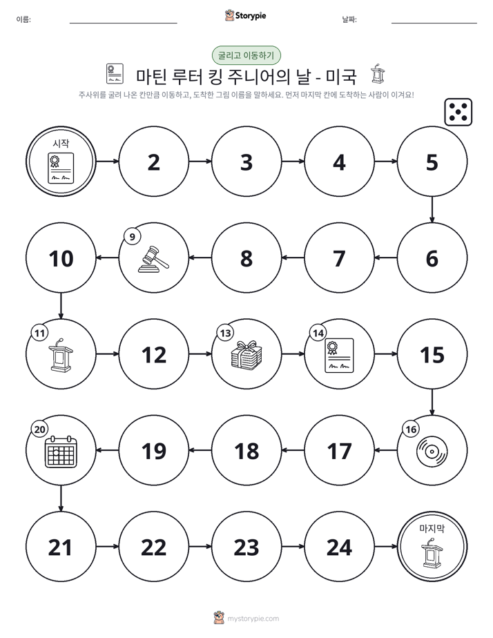 주사위 굴리고 이동하기 게임