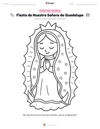 Vista previa de la hoja de trabajo imprimible de Fiesta de Nuestra Señora de Guadalupe