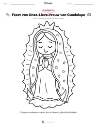 Feest van Onze-Lieve-Vrouw van Guadalupe afdrukbare werkblad voorbeeld