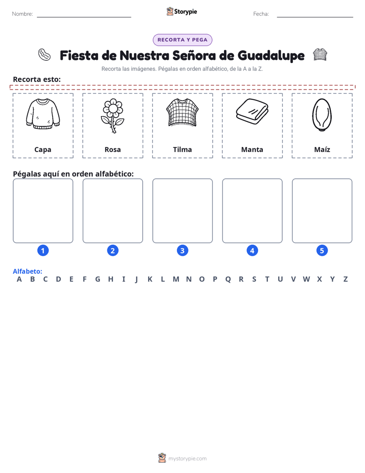 Cortar y Pegar el Alfabeto
